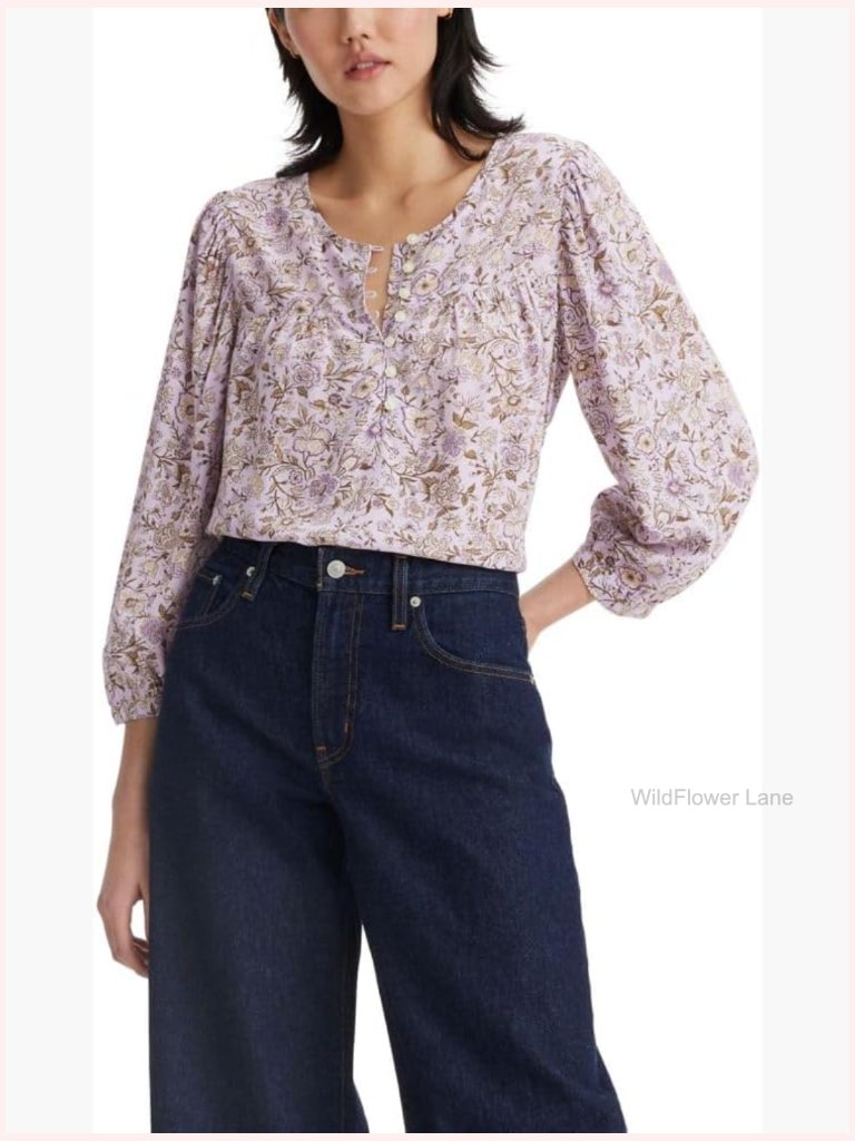 Women's 3/4 Sleeve Floral Peasant Blouse
